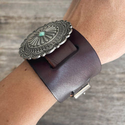 MADE TO ORDER - Genuine Leather Round Boho Buckle Bracelet