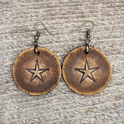 MADE TO ORDER - Round drop star leather earrings