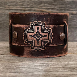 MADE TO ORDER - Caoba Brown and Copper Concho Leather Bracelet