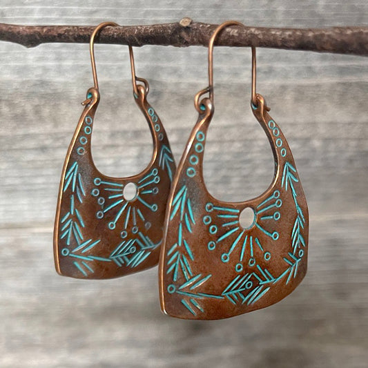 Turquoise Patina Copper Boho Earrings | Boho Accessories