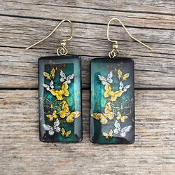 "FREE BUTTERFLIES" Poly Clay Handmade Painted Boho Earrings