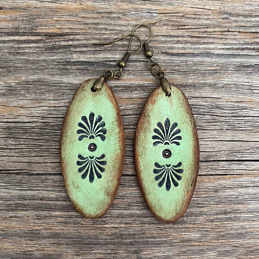 MADE TO ORDER - Aqua oval Leather Earrings | Boho Accessories