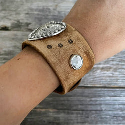 MADE TO ORDER - Genuine Tanned Leather Heart Concho Bracelet