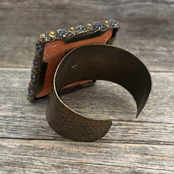 One of a Kind - Mexican Mosaic Brass Cuff Bracelet