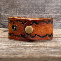 Genuine Leather Hand-tooled Layered Bracelet with“Love”Word