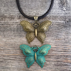 MADE TO ORDER - Tibetan Butterfly Leather Necklace