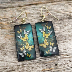 "FREE BUTTERFLIES" Poly Clay Handmade Painted Boho Earrings