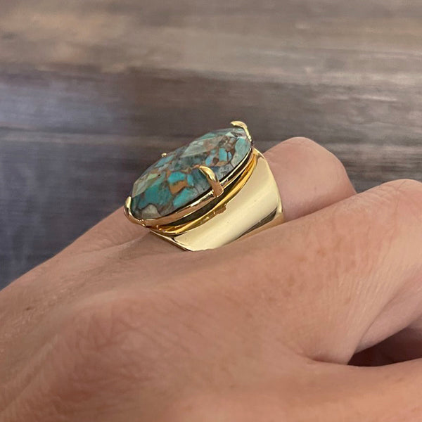 Turquoise Smooth Cooper Ring | Boho Accessories