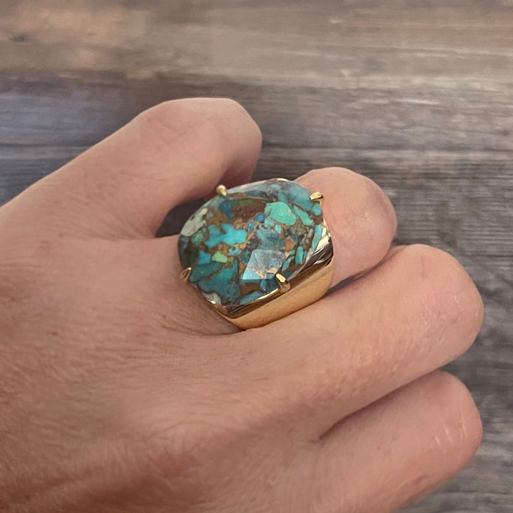 Turquoise Smooth Cooper Ring | Boho Accessories