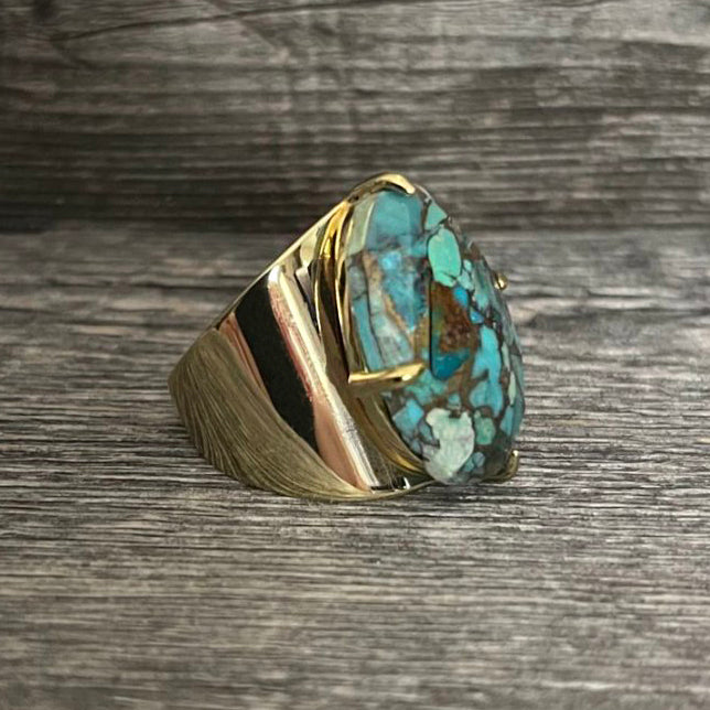 Turquoise Smooth Cooper Ring | Boho Accessories