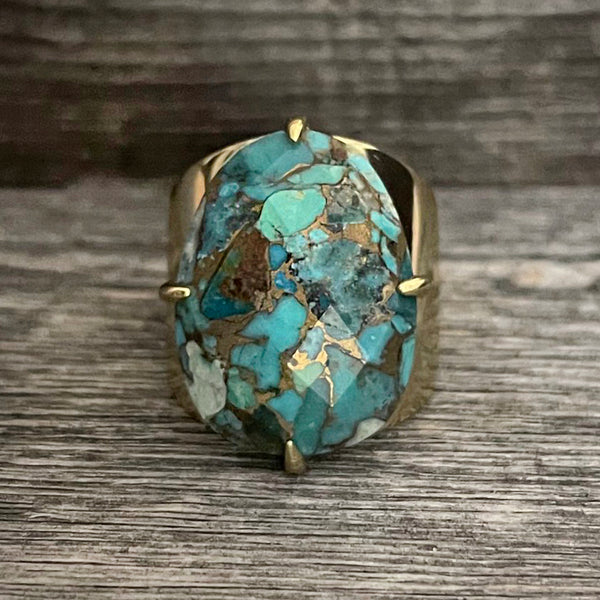 Turquoise Smooth Cooper Ring | Boho Accessories