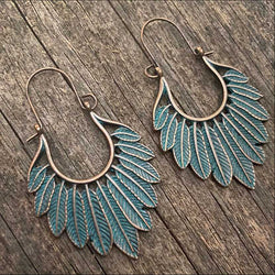 Turquoise patina copper boho earrings