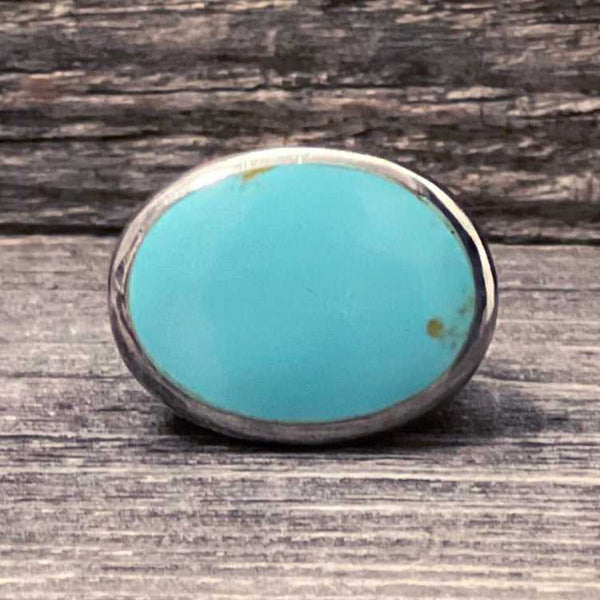 One Of A Kind, Real Kingman Turquoise And  Silver Vintage Ring,  Handcrafted In Mexico – Brand New!