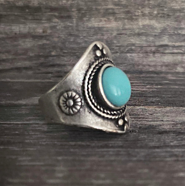 One of a Kind Vintage Blue Stone Boho Ring