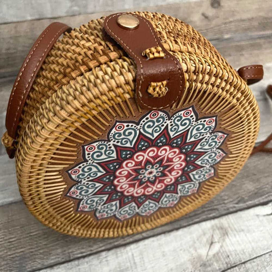 CLARISA” Wooden/Rattan Bag