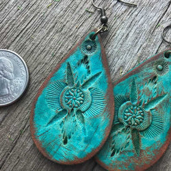 Boho-Style Handcrafted genuine  Leather drop earrings