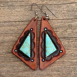 Genuine turquoise leather earrings - BBKT