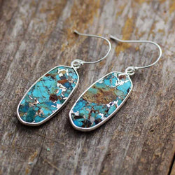 Natural stone drop earrings - OVAL