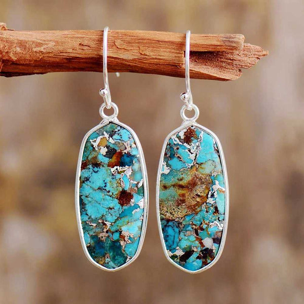 Natural stone drop earrings - OVAL