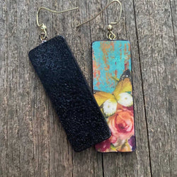 Polyclay Handmade "GIRL" painted boho earrings