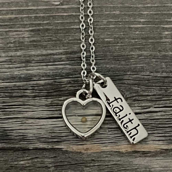 Luke 17: 6 Engraved Mustard Seed Faith Necklace