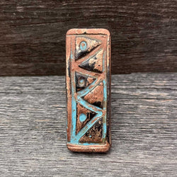 Big clay statement ring with Aztec design