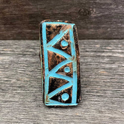 Big clay statement ring with Aztec design