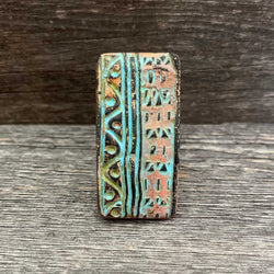 Big clay statement ring with Aztec design B