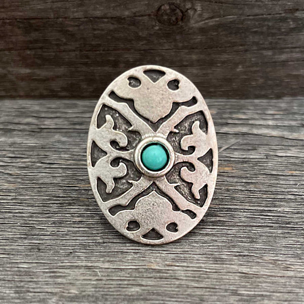Oval and turquoise stone ring