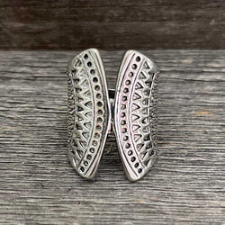 Silver semi-mandala closed ring - Size 8