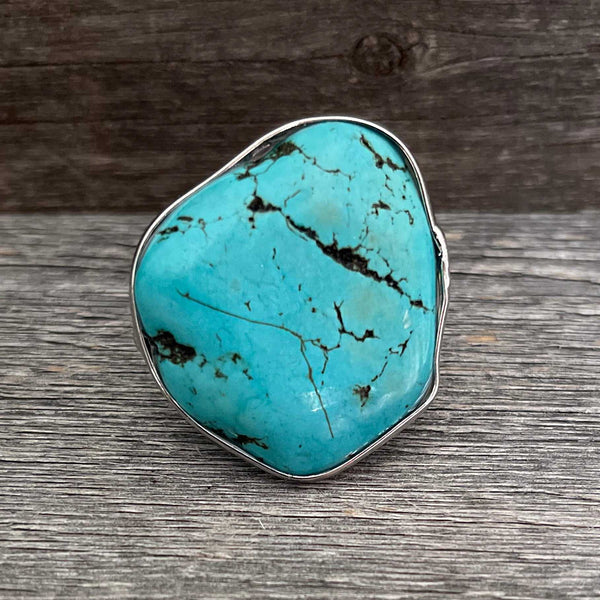 Chunky Turquoise nugget statement ring.