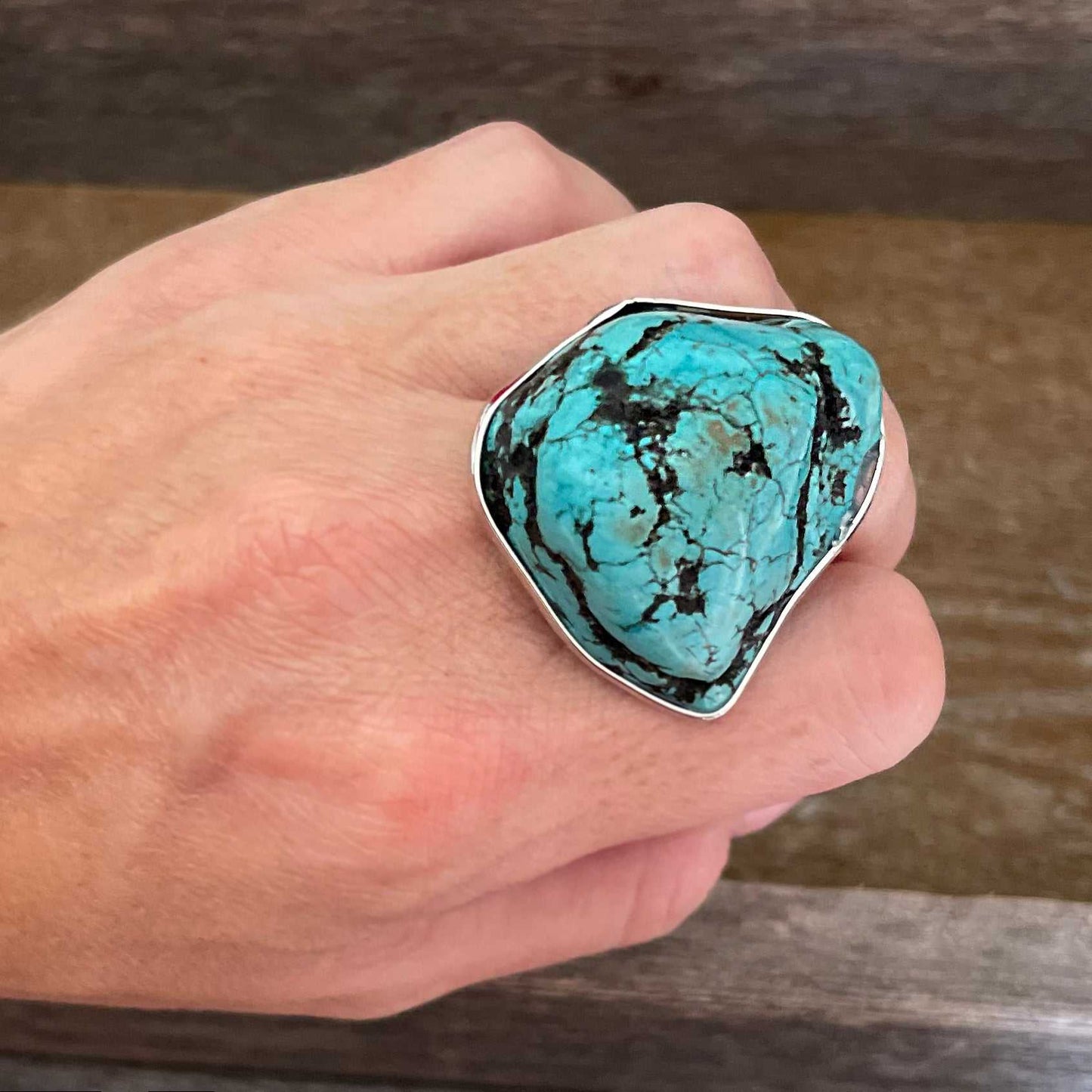 Chunky Turquoise nugget statement ring.