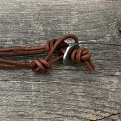 Small cross boho pendant with genuine leather rope necklace