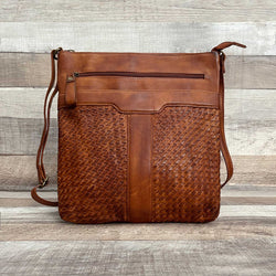 “VINTAGE SOUL II” Genuine Soft Leather Crossbody Bag With Vintage Accents