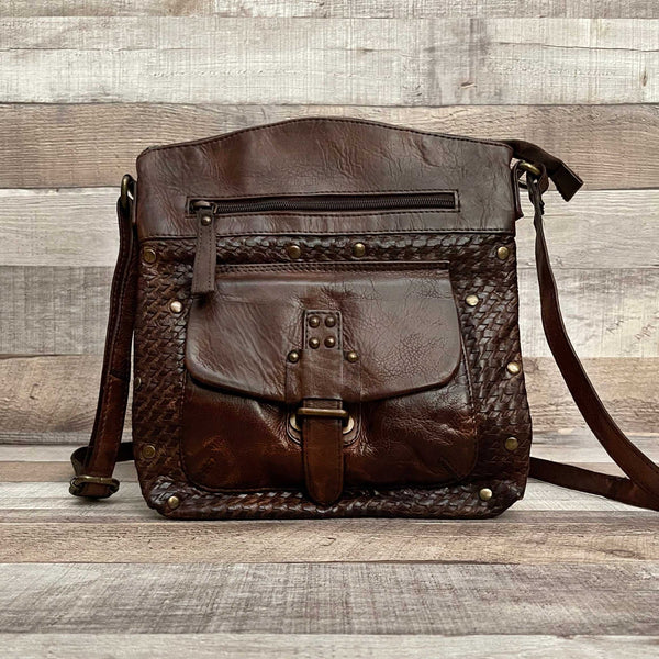 “VINTAGE SOUL” Genuine Soft Leather Crossbody Bag With Vintage Accents