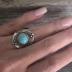 One of a Kind Vintage Blue Stone Boho Ring