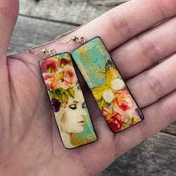 Polyclay Handmade "GIRL" painted boho earrings