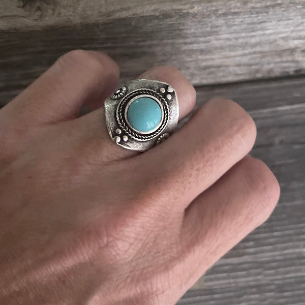 One of a Kind Vintage Blue Stone Boho Ring