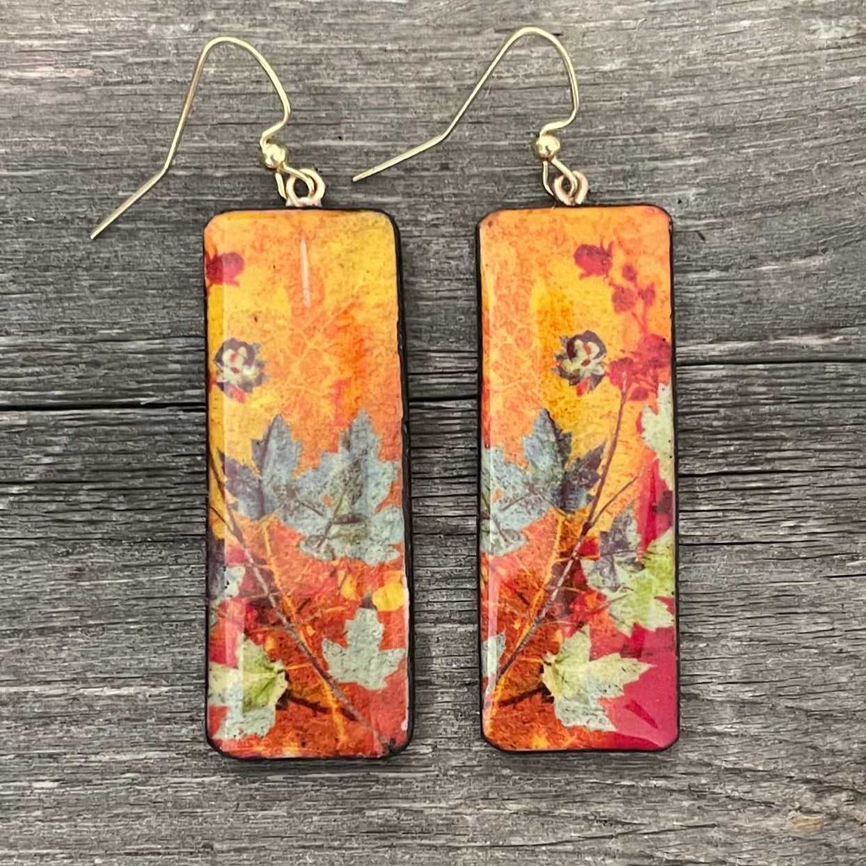 Polyclay Handmade "LEAVES" painted boho earrings