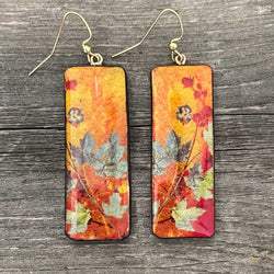 Polyclay Handmade "LEAVES" painted boho earrings