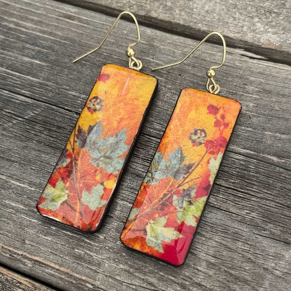 Polyclay Handmade "LEAVES" painted boho earrings