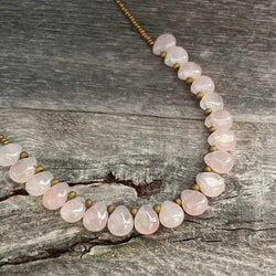 Rose quartz beaded boho necklace