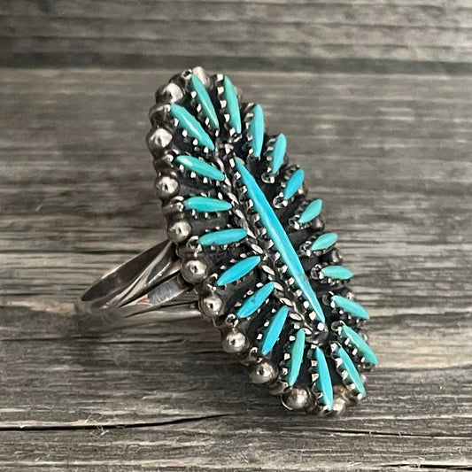 One of a kind - NAVAJO Vintage sterling silver ring and genuine turquoise