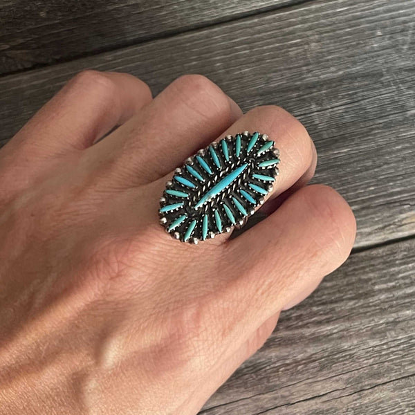 One of a kind - NAVAJO Vintage sterling silver ring and genuine turquoise