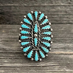One of a kind - NAVAJO Vintage sterling silver ring and genuine turquoise b
