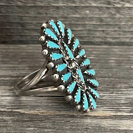 One of a kind - NAVAJO Vintage sterling silver ring and genuine turquoise b