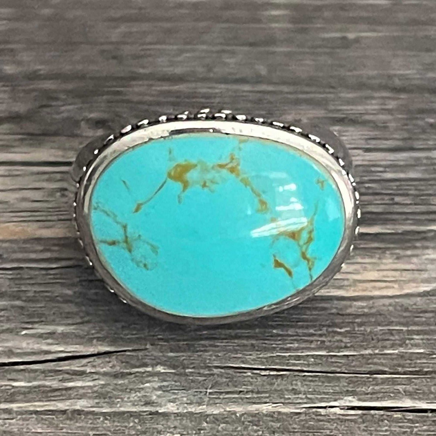 One Of A Kind, Real Kingman Turquoise And 925 Silver Vintage Ring, Handcrafted In Mexico – Brand New!