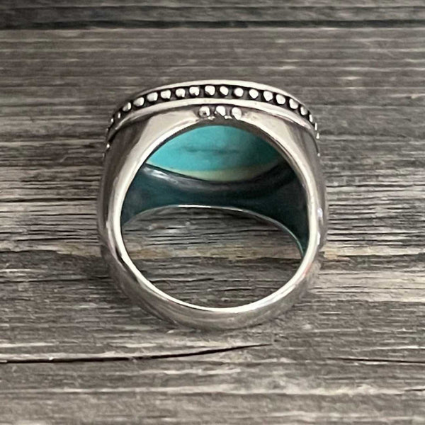 One Of A Kind, Real Kingman Turquoise And 925 Silver Vintage Ring, Handcrafted In Mexico – Brand New!