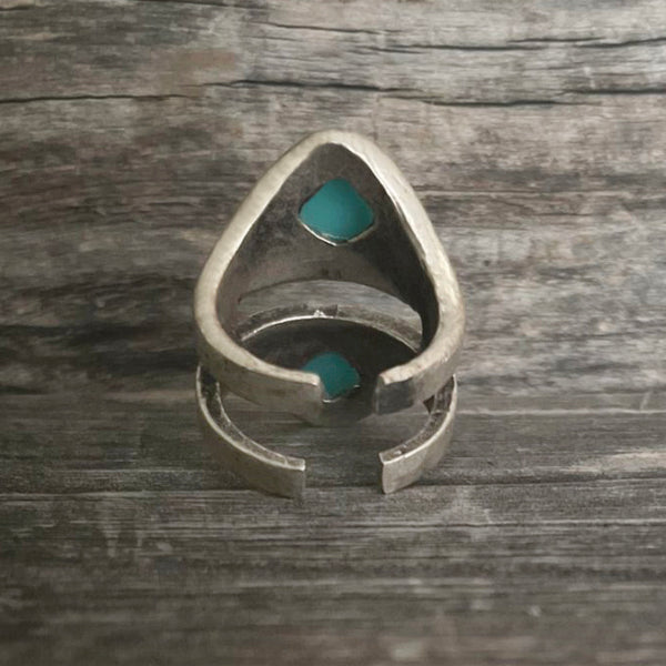 One of a Kind Vintage Double Turquoise Stone Boho Ring