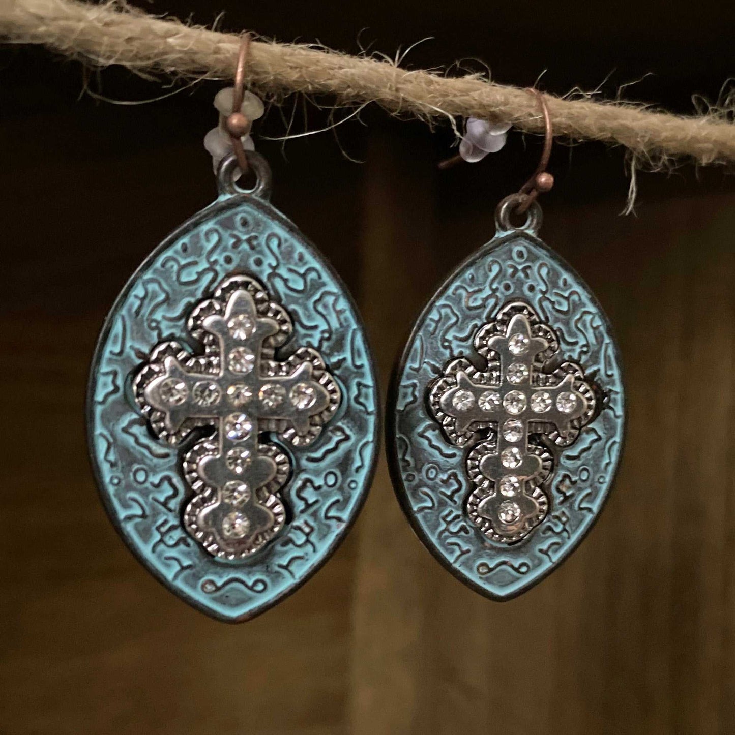 Christian Boho Copper Vintage Earrings Dangle-Shaped